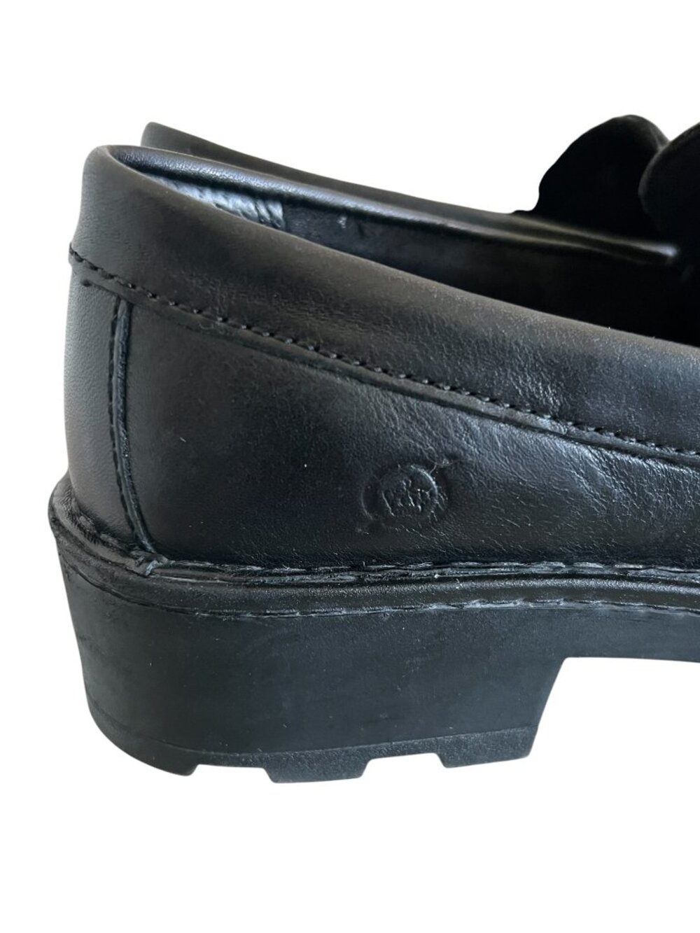 Born Carrera Leather Lug Sole Platform Penny Loafers In Black Size 8 - Picture 9 of 12